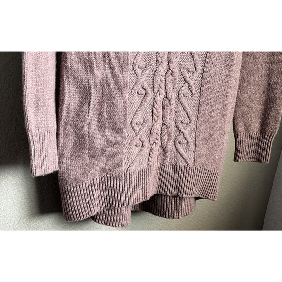 Garnet Hill Women's XS 100% Cashmere Cable Knit Tunic Sweater Mauve Pink - Picture 5 of 9